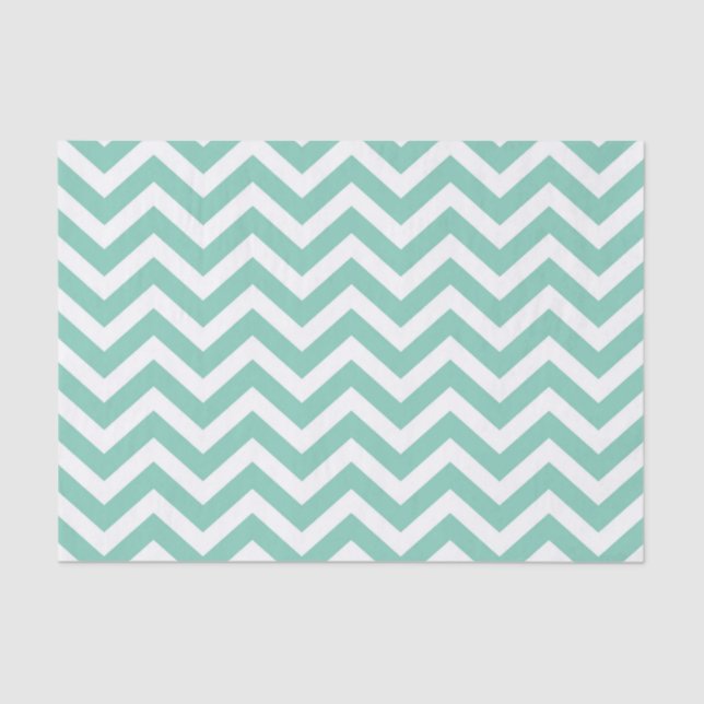 Pastel Turquoise & White Chevron Wedding Birthday Tissue Paper (Front)