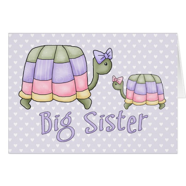 Pastel Turtles Big Sister Blank Card (Front Horizontal)