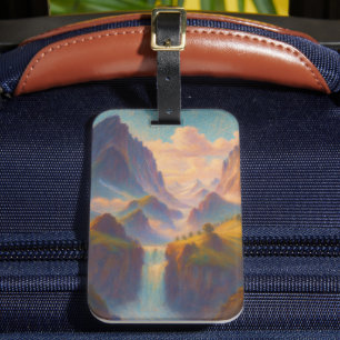 Pastel Twin Peaks - Painterly Style Landscape Art Luggage Tag