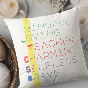 Pastel Typography MOTHER Acronym Cushion