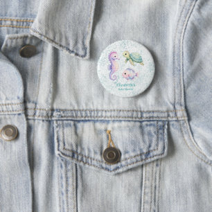 Pastel Under The Sea Baby Shower Favour 6 Cm Round Badge