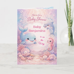 Pastel Under the Sea Baby Shower Girl Ocean Pink Invitation