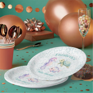 Pastel Under The Sea Baby Shower Paper Plate