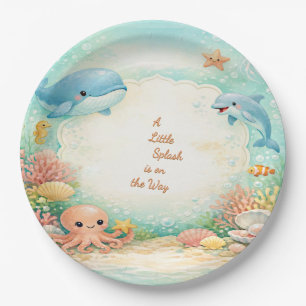 Pastel Under the Sea Boy Blue Baby Shower Party Paper Plate