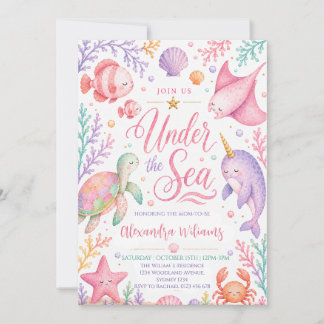 Pastel Under the Sea Girl Baby Shower Invitation