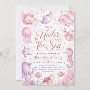 Pastel Under the Sea Ocean animals Baby Shower Invitation