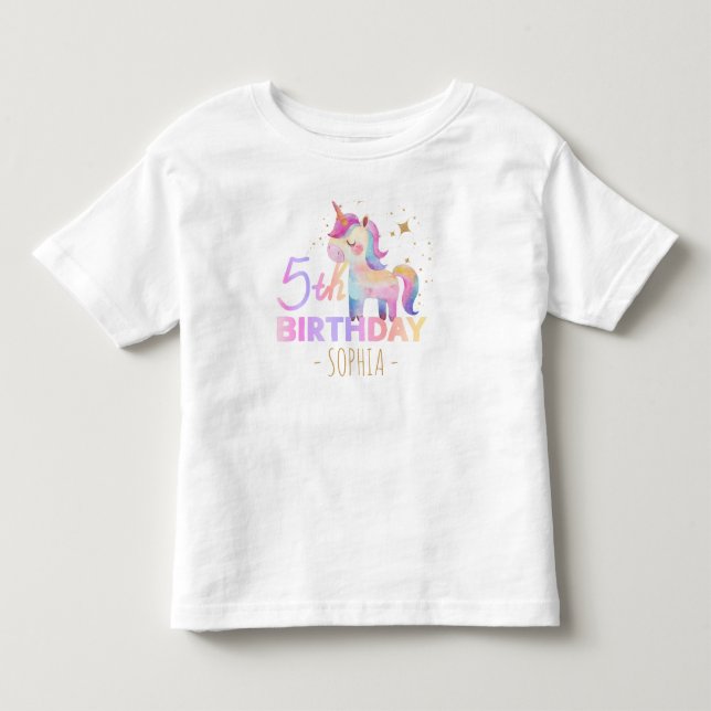 Pastel Unicorn 5th Birthday Party Tee (Front)