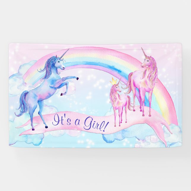 Pastel Unicorn Baby Shower Banner (Horizontal)