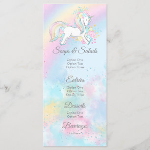 Pastel Unicorn Baby Shower Menus