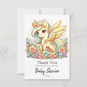 Pastel Unicorn Baby Shower Thank You Card