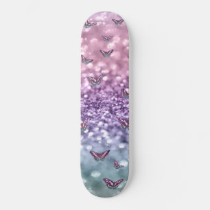 Pastel Unicorn Butterfly Glitter Dream #3 Skateboard