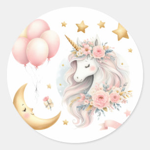 Pastel Unicorn  Classic Round Sticker
