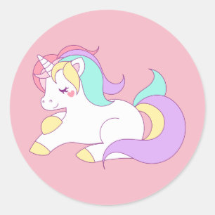 Pastel unicorn classic round sticker