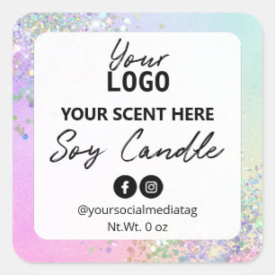 Pastel Unicorn Colours Glitter Soy Candle Labels