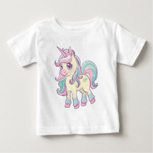 Pastel Unicorn – Cute pink Cartoon Unicorn Design Baby T-Shirt