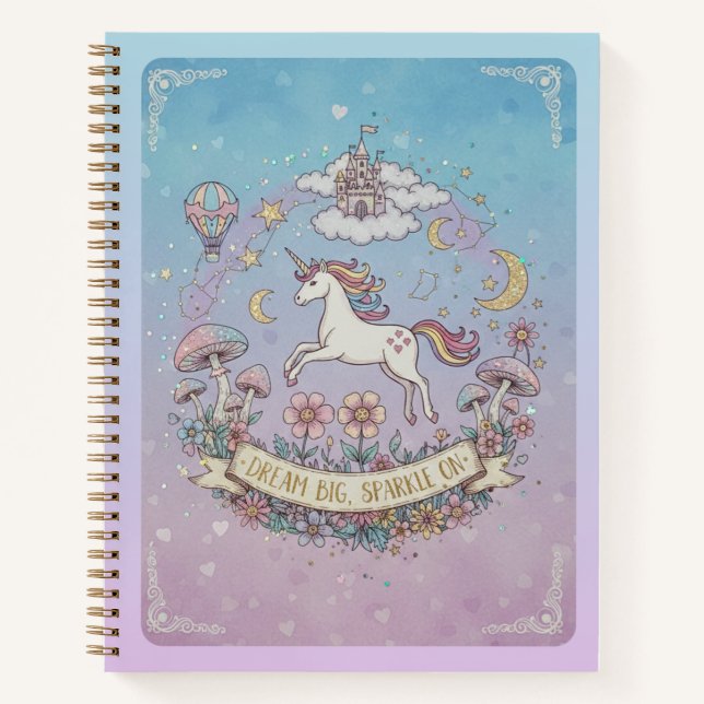 Pastel Unicorn & Dream Big Sparkle On Journal (Front)
