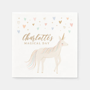 Pastel Unicorn Girl Birthday Napkin