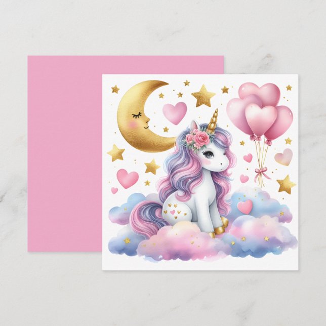 Pastel Unicorn  Invitation (Front/Back)
