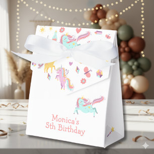Pastel unicorn magic is all around birthday favour box