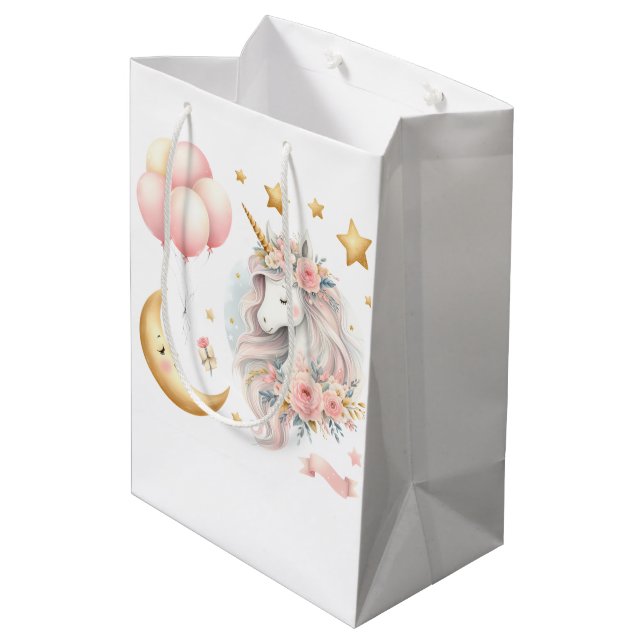 Pastel Unicorn  Medium Gift Bag (Back Angled)