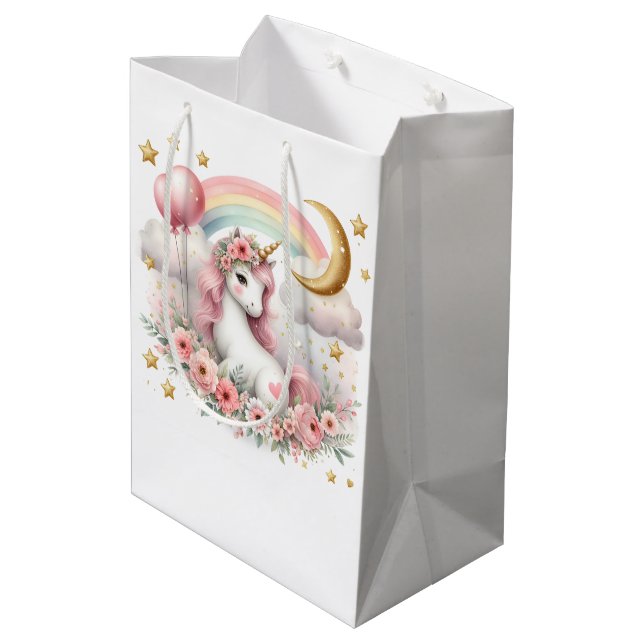 Pastel Unicorn  Medium Gift Bag (Back Angled)