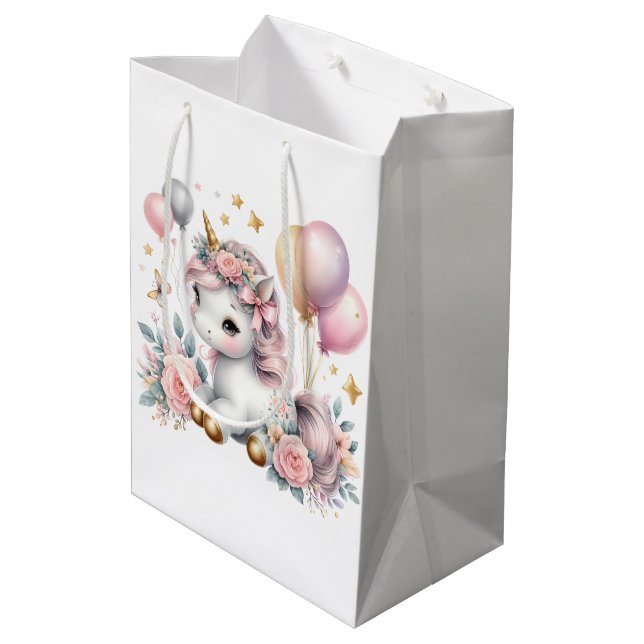 Pastel Unicorn  Medium Gift Bag (Back Angled)