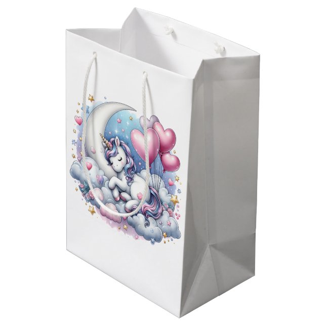 Pastel Unicorn  Medium Gift Bag (Back Angled)