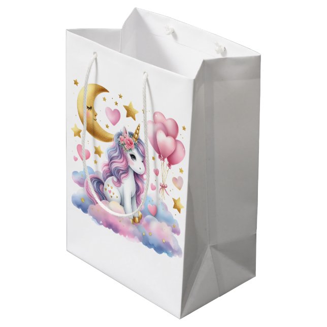 Pastel Unicorn  Medium Gift Bag (Back Angled)