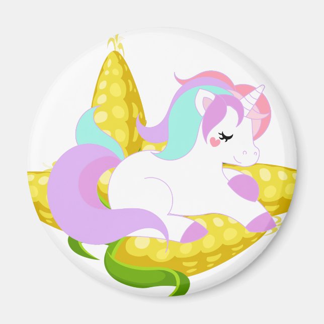 pastel Unicorn on the cob Magnet (Front)