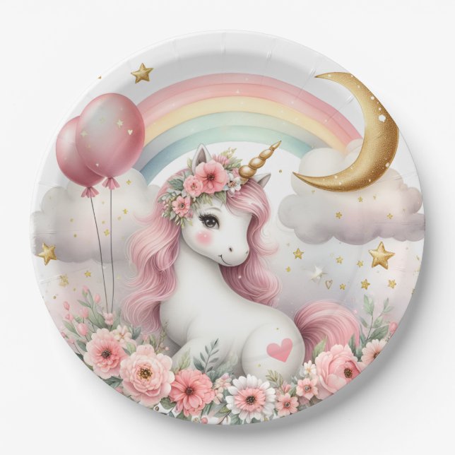 Pastel Unicorn  Paper Plate (Front)