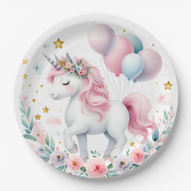 Pastel Unicorn  Paper Plate (Front)