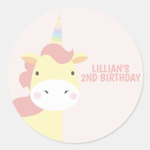 Pastel Unicorn Party Classic Round Sticker