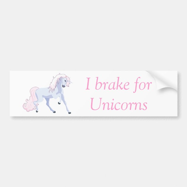 Pastel Unicorn Pink and Blue Bumper Sticker (Front)