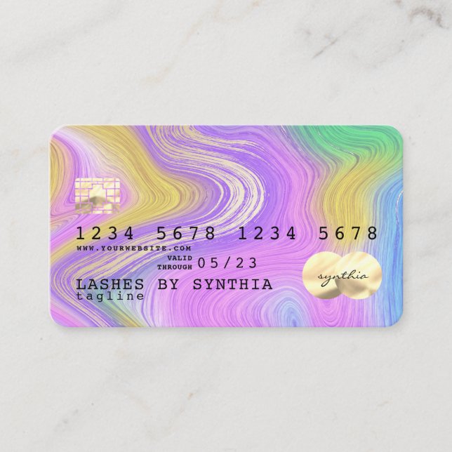pastel unicorn pink and gold marble Credit Card (Front)