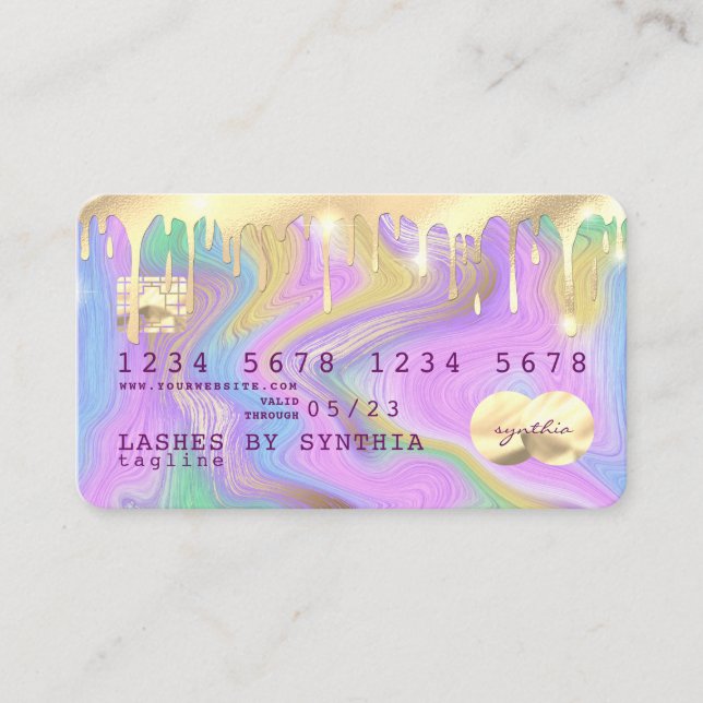 pastel unicorn pink and gold marble Credit Card (Front)