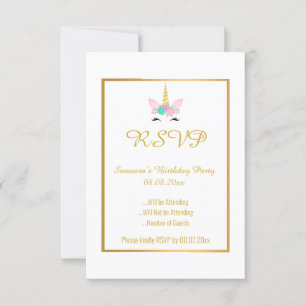 PASTEL UNICORN RAINBOW  2 ALL Occasion RSVP  Invitation