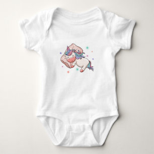 Pastel Unicorn sleeping Baby Bodysuit