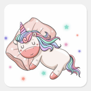 Pastel Unicorn sleeping   Square Sticker