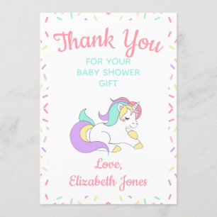 Pastel Unicorn Sprinkle Baby Shower Thank You Card
