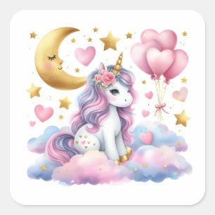 Pastel Unicorn  Square Sticker