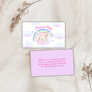 Pastel Unicorn Star Rainbow Books For Baby Shower Enclosure Card