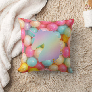 Pastel Unicorn Throw Pillow | Magical Rainbow Home