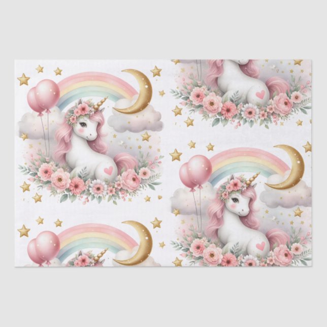 Pastel Unicorn  Tissue Paper (Front)