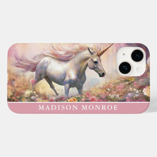 Pastel Unicorn with Custom Name Case-Mate iPhone Case (Back (Horizontal))