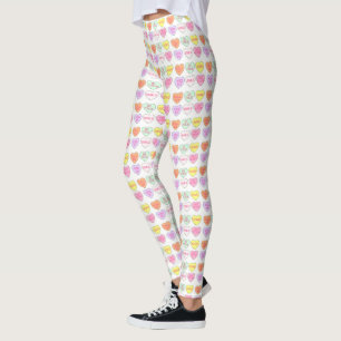 Pastel Valentine's Day Candy Conversation Hearts Leggings