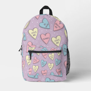 pastel valentines day heart candy printed backpack