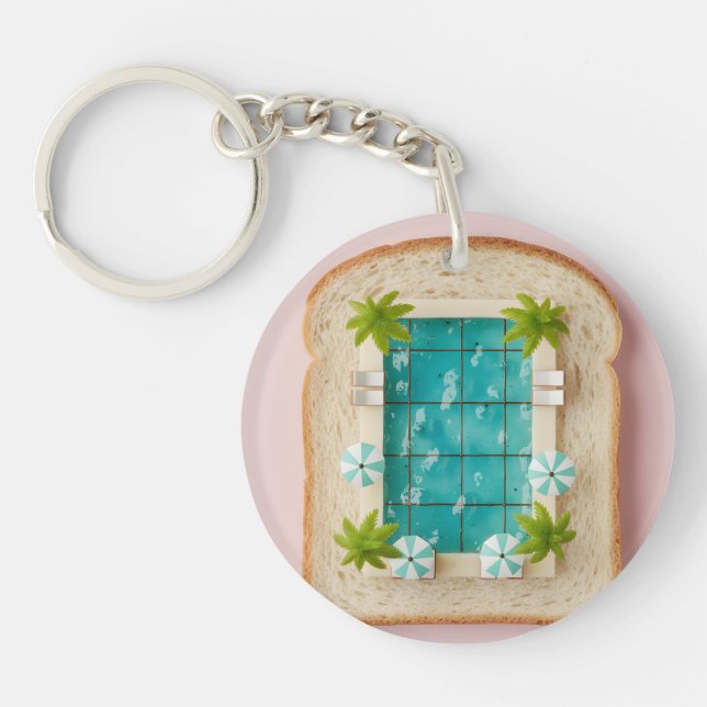 Pastel Vaporwave Pool Toast Key Ring (Front)