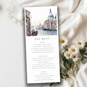 Pastel Venice Italy Canals Watercolor Menu Card