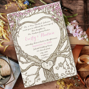 Pastel Veri Pink Boho Heart Shaped   Invitation