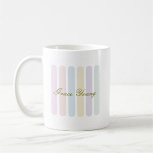 Pastel Vertical Stripes Script Name Coffee Mug
